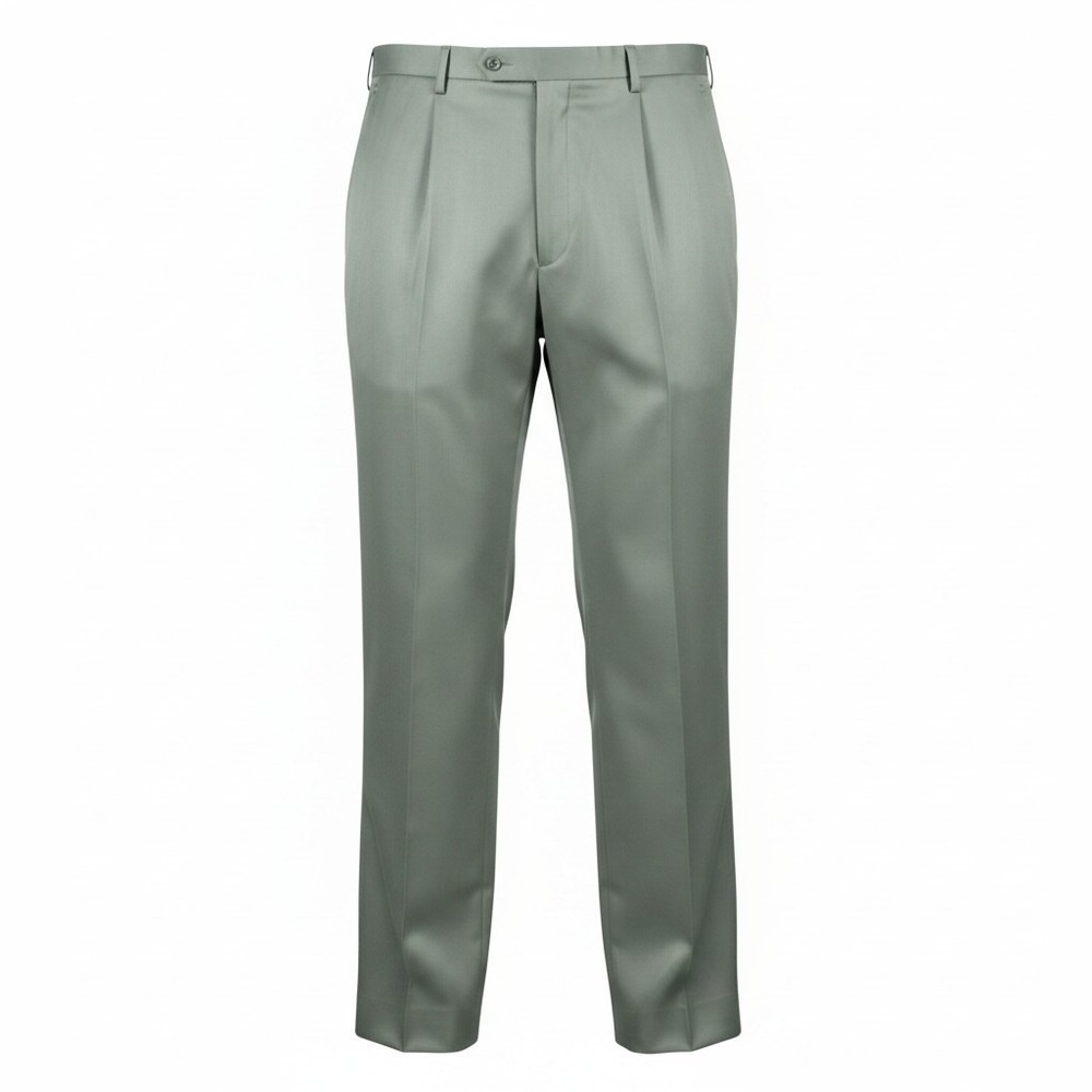 Roundtree & Yorke Men's 42x29 Khaki Green Pleated Expander Waist Dress Pants NWT